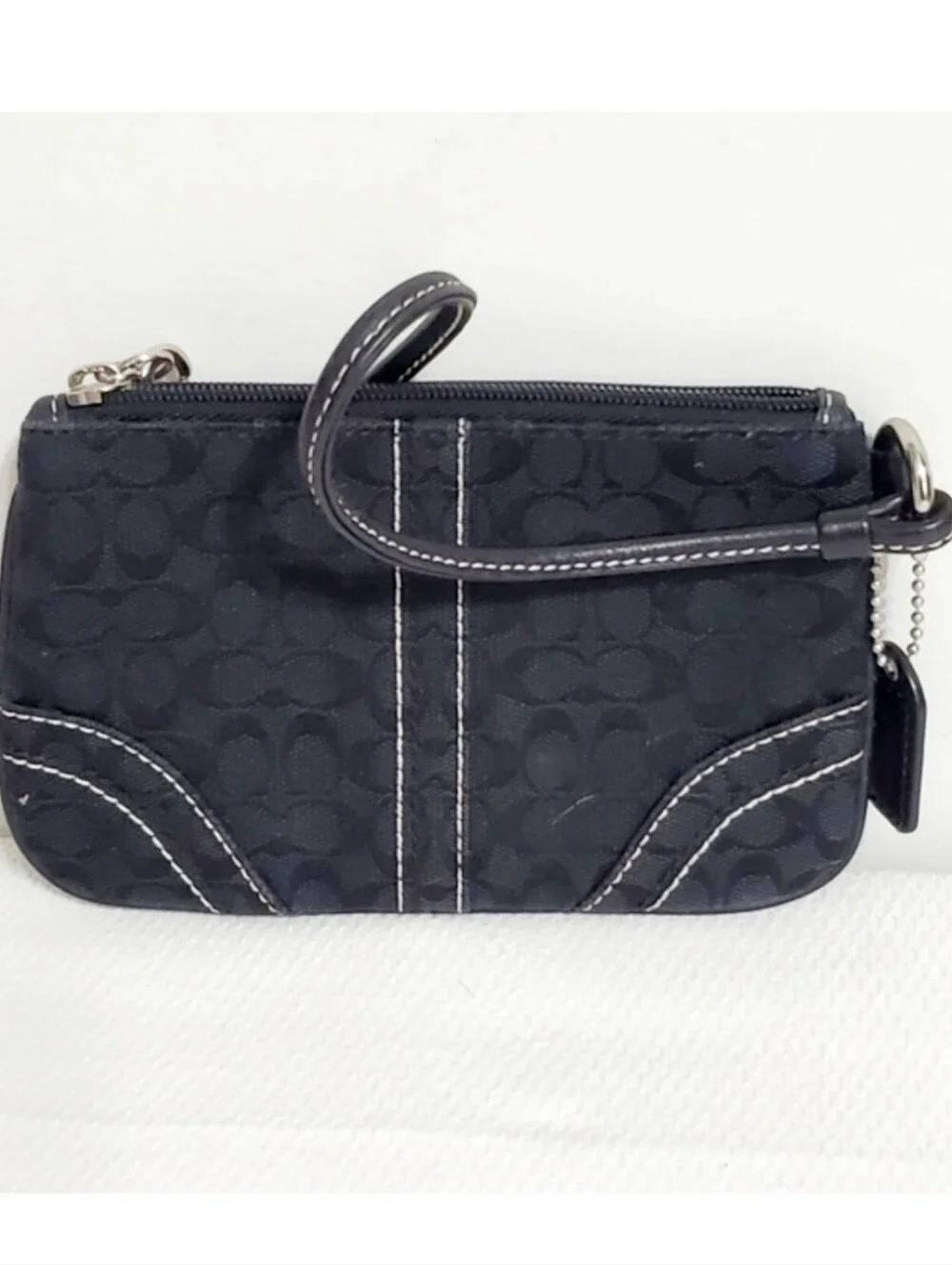 Coach Y2K Black Signature Canvas Wristlet with Silver Hardware And Two Hangtags